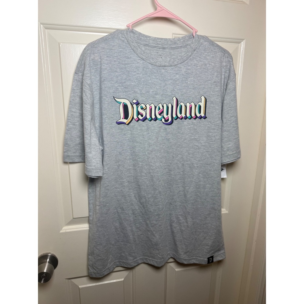 Disney Parks Disneyland Logo T-Shirt Heather Gray Multi Color Graphic Medium